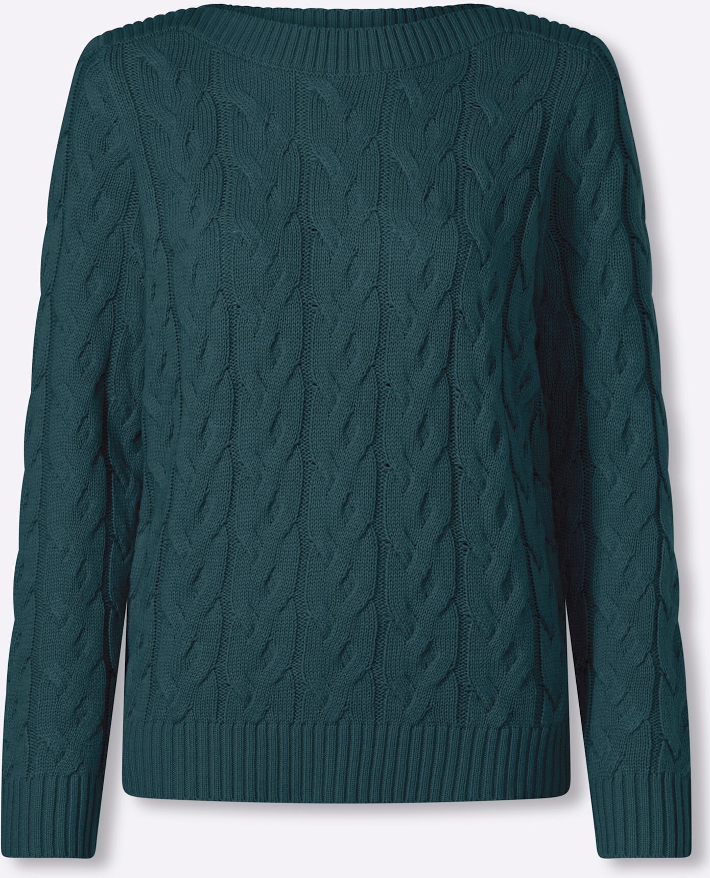 Strickpullover CLASSIC BASICS "Pullover", Damen, Gr. 50, grün (petrol), 100% Polyacryl, unifarben, Pullover Strickpullover petrol 50