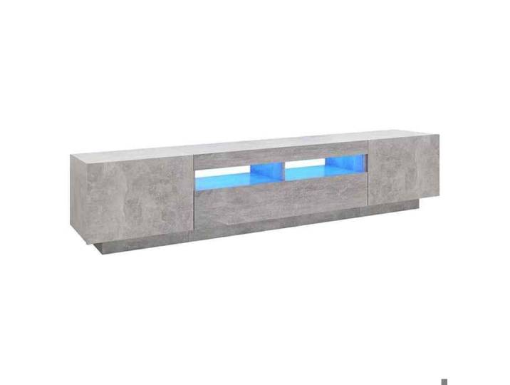 Remise Meuble de télévision - Gris - Meuble TV avec lumières LED - Gris béton - 200x35x40cm_qht73d