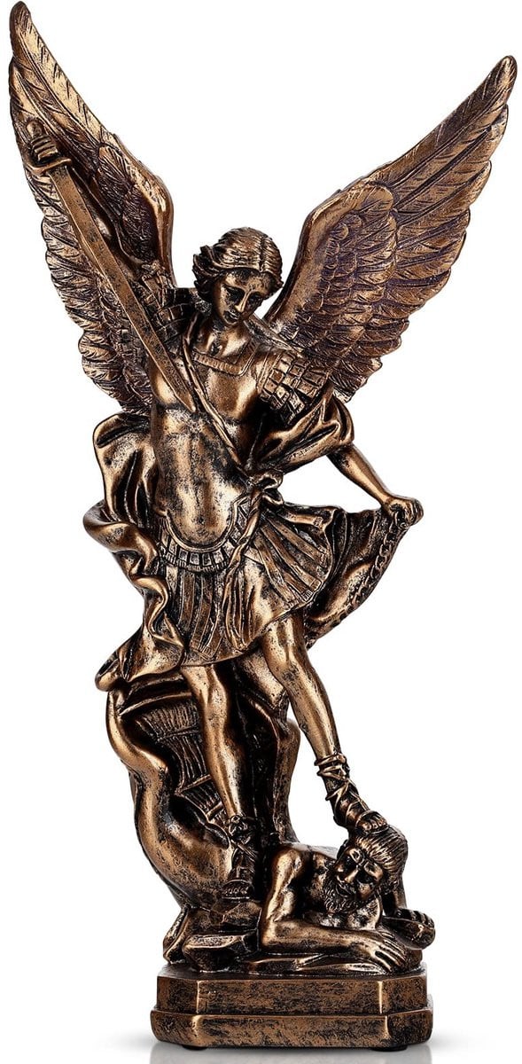 Solidchoice - Bronzen San Miguel Arcangel Standbeeld voor op tafel, 31.5 cm