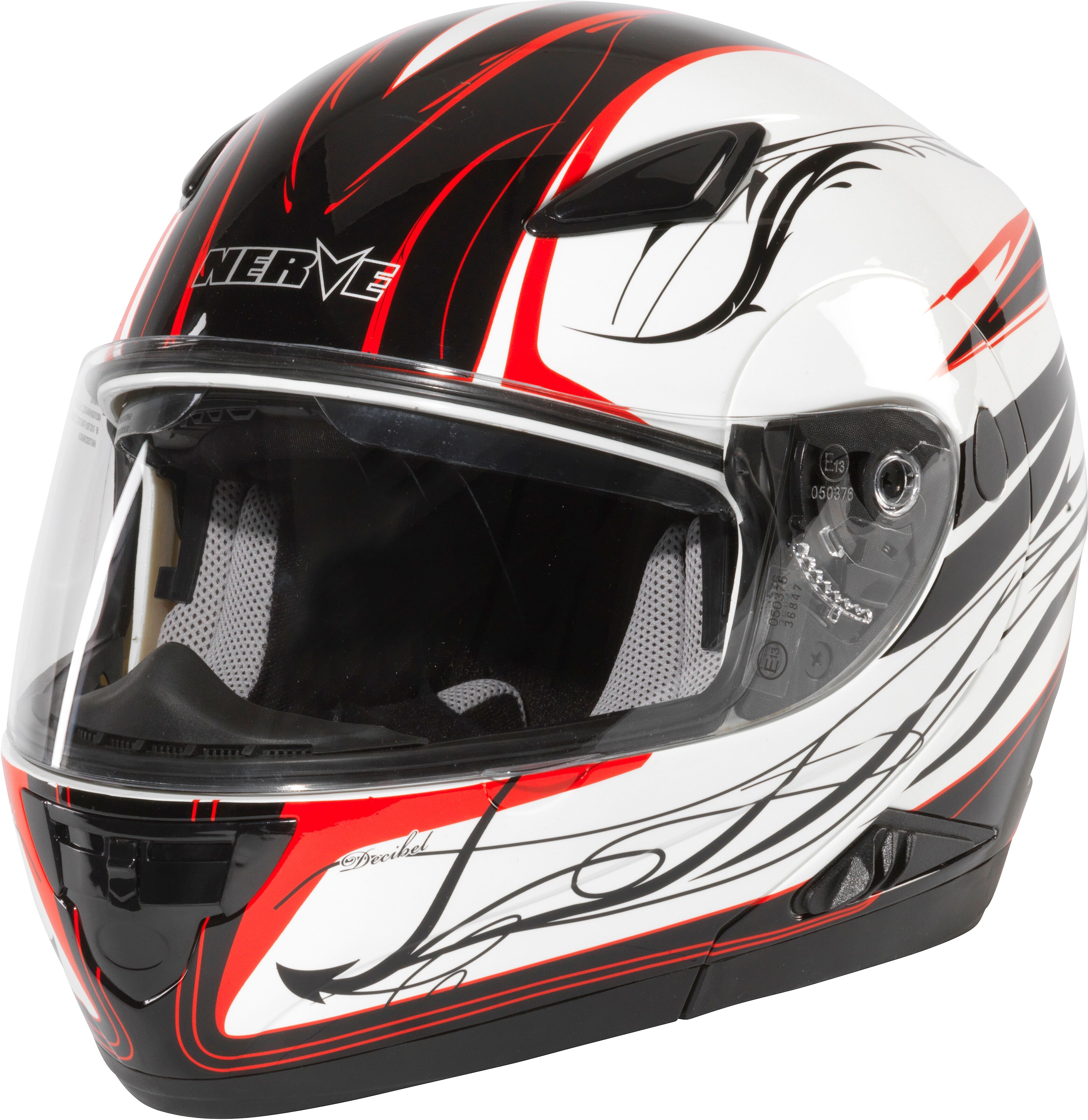 Motorradhelm NERVE "NH5008" Gr. XXL, rot (rot, weiß, schwarz), Helme, XXL Kopfumfang: 63cm - 63cm, Motorradhelm