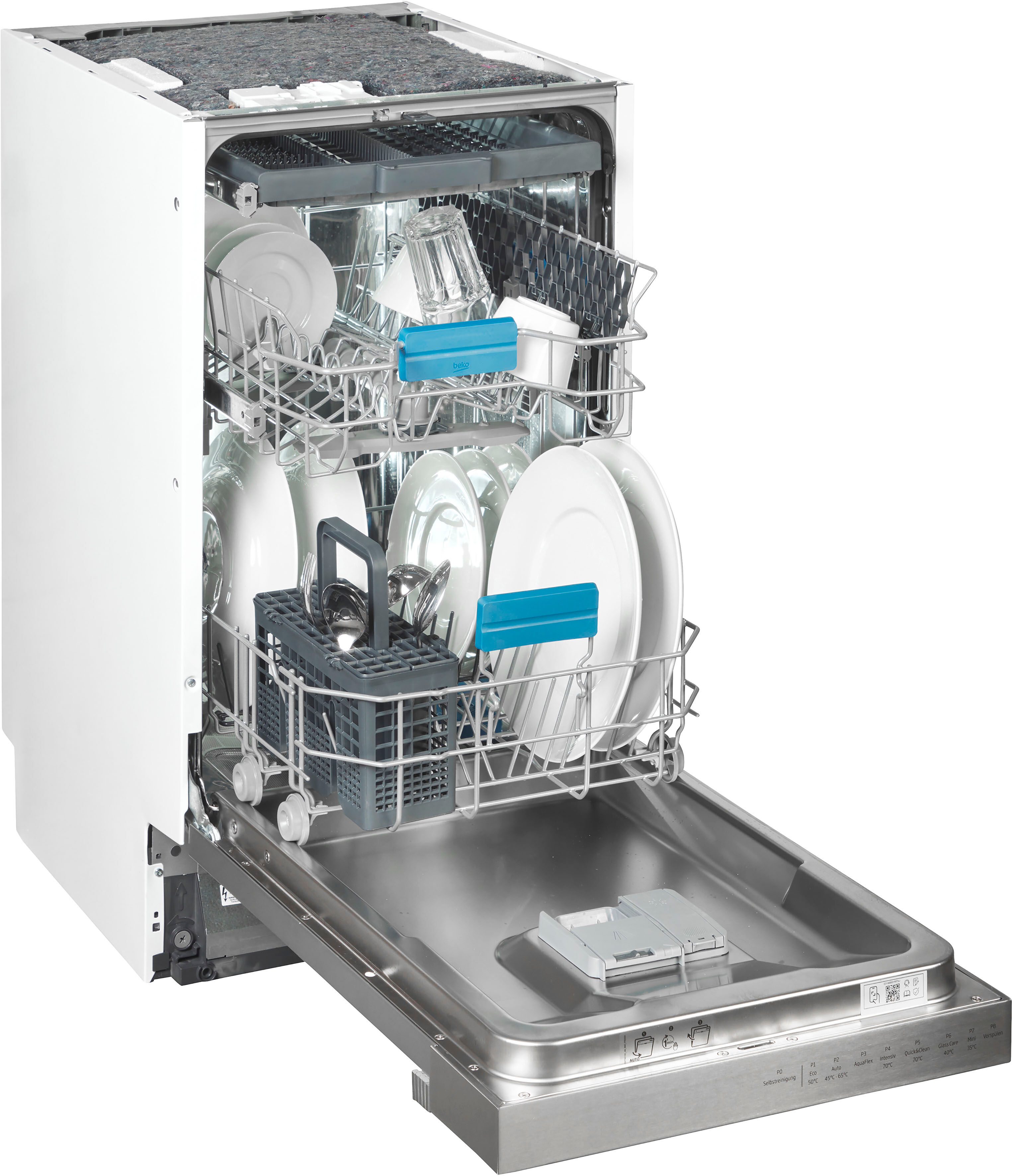 BEKO teilintegrierbarer Geschirrspüler "BDSS28040XQ", Energieeffizienz: C (A-G), silber (edelstahllook), B:44,8cm H:81,8cm T:57cm, Geschirrspüler, SelfDry – Automatische Türöffnung zum komfortablen Trocknen