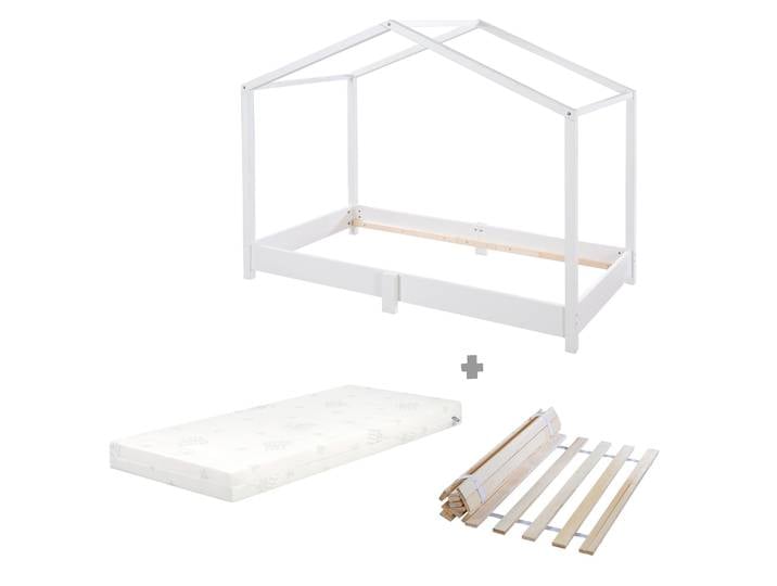 Hausbett 70 x 140 cm - Bodenbett nach Montessori Prinzip - Holz weiß