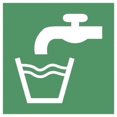Aufkleber Trinkwasser, ISO 7010, Folie, 200x200 mm