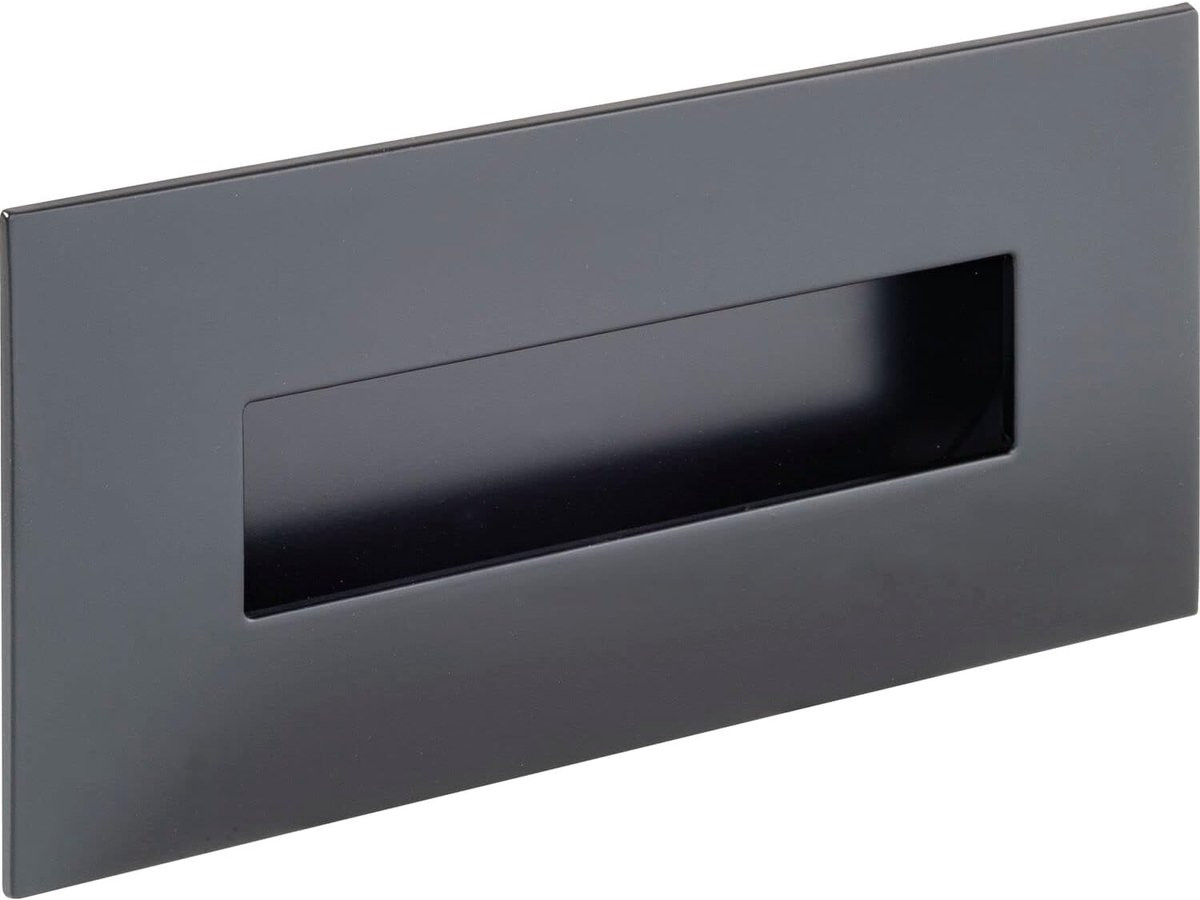 Mat Zwarte Rechthoekige Schelpgreep voor Laden en Deuren - 155 x 73 mm