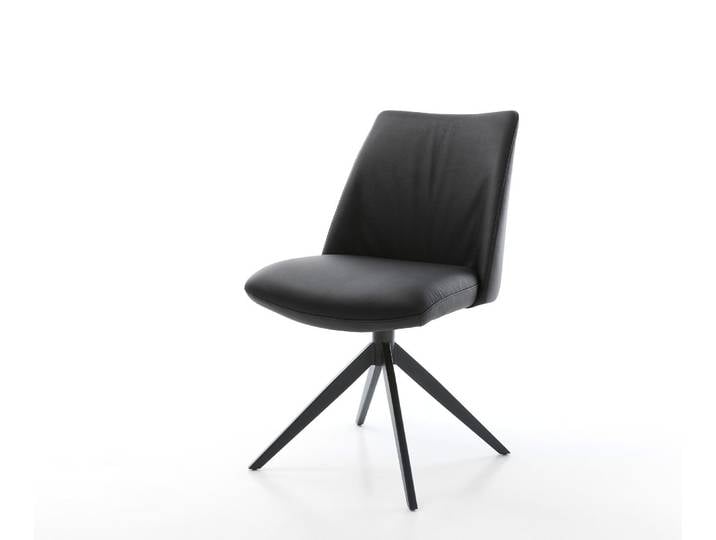Chaise pivotante Elso Flex cuir de vache noir pied croisé large noir pivotement sur 360° fonction bascule ressorts ensachés