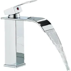 KLARWERK® ROSA | Hotel Wasserfall Badarmatur Chrom | Gastronomie Edelstahl Mischbatterie Waschbecken | Wasserhahn eckig