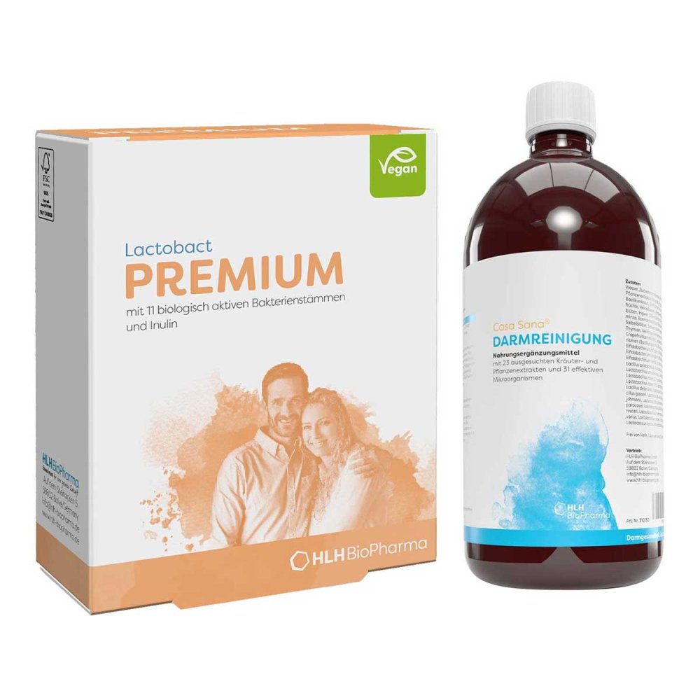 HLH BioPharma GmbH Lactobact Premium 30 stk + Casa Sana Darmreinigung 1000 ml 08102611