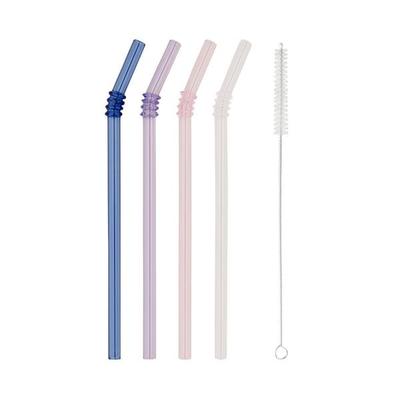 Strohhalme geknickt aus Glas 20cm Rosa im 4er Set