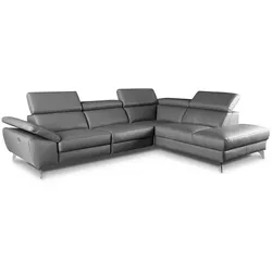 Ecksofa Kansas Leder Gris