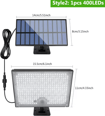 Inspire Curations Solar Motion Sensor Flood Light Waterproof Dusk To Dawn Outdoor Security Light 1pcs 400led