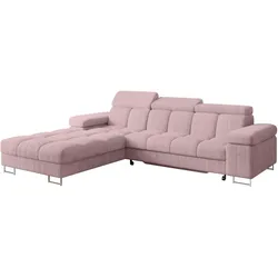 ECKSOFA mit Schlaffunktion Ottomane Links COMA L 271x203x79 Rosa Cord