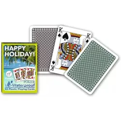 Happy Holiday Rommé-Kartenset aus Plastik – 55 Karten