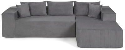 Costway Modular Sectional Sofa Corduroy Upholstered L-shaped Sofa Couch with Deep Seats-Gray