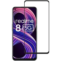 Screenguard Realme 8 5G Full Screen Panzerglas Schutzfolie 2.5D 9H (Realme 8 5G), Smartphone Schutzfolie, Schwarz