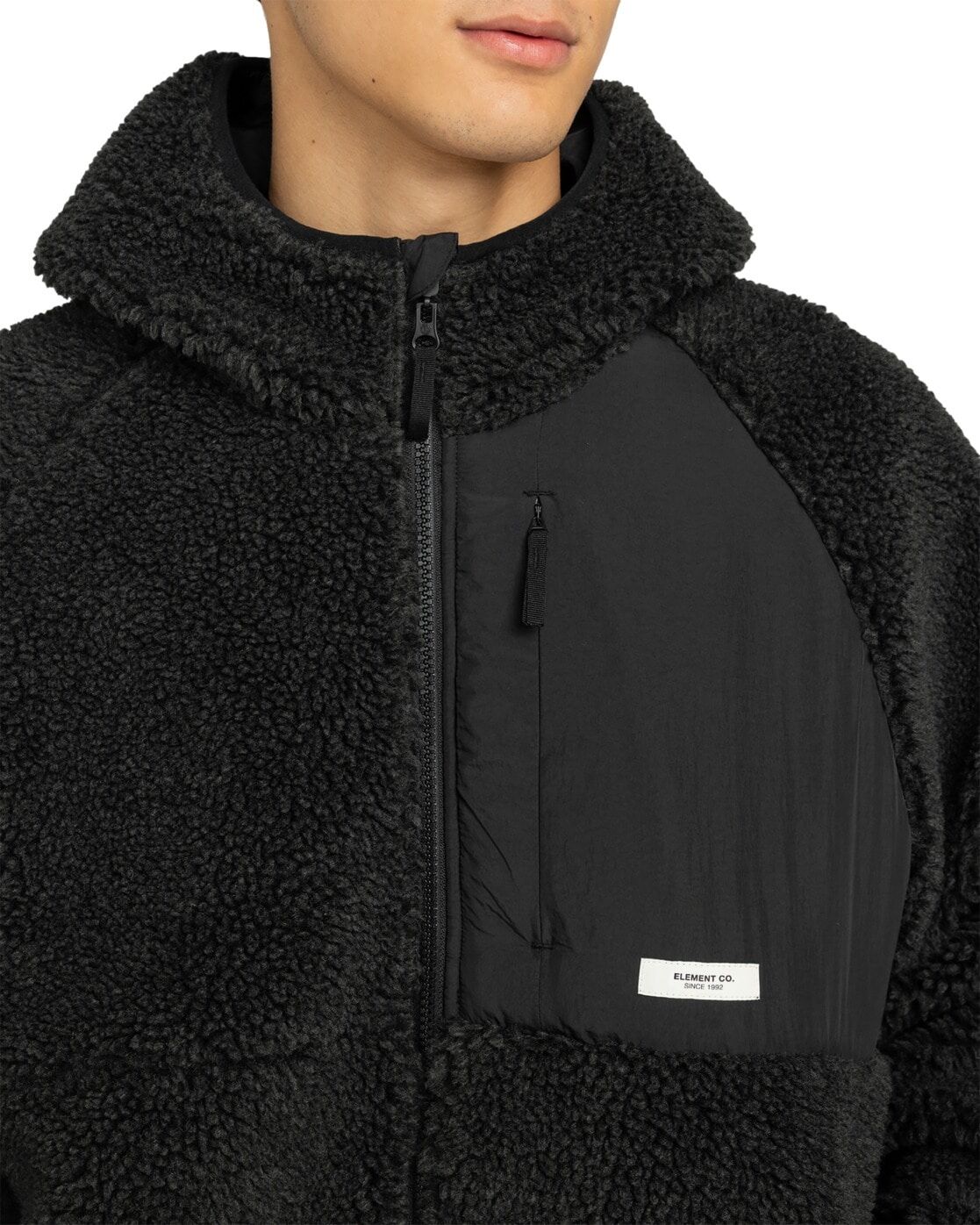 Outdoorjacke ELEMENT "Wolfe Sherpa", Herren, Gr. S, schwarz (off schwarz), Obermaterial: 100% Polyester., Jacken Outdoorjacke off schwarz S