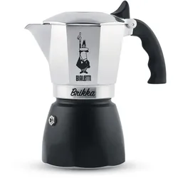 Bialetti Brikka, Mokka-Kanne, 0,17 l, Schwarz, Edelstahl, Aluminium, 4 Tassen, T...