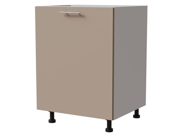 Feldmann-Wohnen Unterschrank Brerra D1D/60 60 / 50 / 82 cm, Graubraun, Weiß, 60x82x50 cm, Küchen, Küchenmöbel, Küchenschränke, Küchenunterschränke