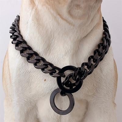 15 mm eBay-Titanstahl, Edelstahl, goldenes Pitbull-Haustier, große Hundekette, Haustierkettenhalsband