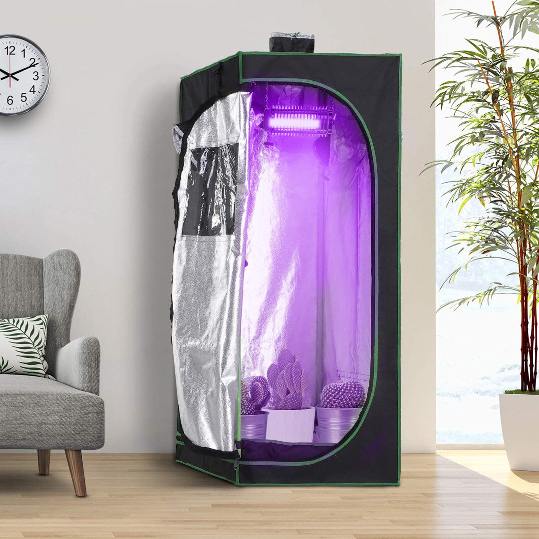 WFX Utility Outsunny Grow Tent Hydroponic Adjustable Vents Floor Tray 60 x 60 x 140 cm Black 140cm H X 60cm W X 60cm D