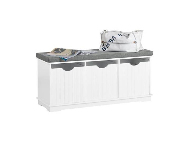 SoBuy FSR30-W Banc de Rangement Meuble d'Entrée à Chaussures avec 3 cubes et coussin rembourré confortable - Blanc