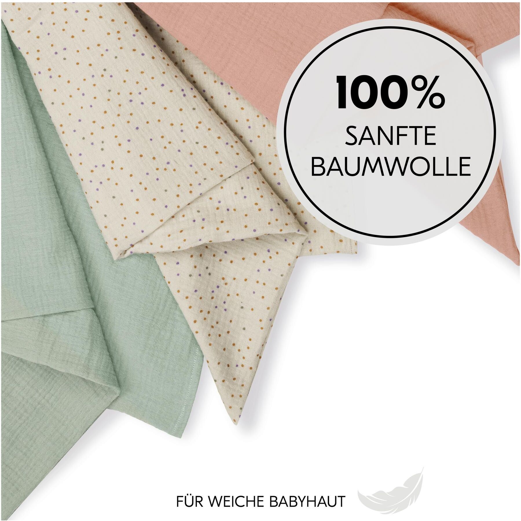 Schnuffeltuch HAUCK "Cuddle N Clean 3Set Sage-Beige-Dots-Cork", Baby, bunt (beige, rosa, sage), Baumwolle, Schnuffeltücher Schnuffeltuch beige, rosa, sage Einheitsgröße