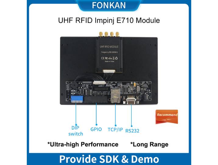 Module de lecteur RFID UHF longue portée 860-960 MHz, module de carte de contrôle d'accès EPC Gen2 UHF RS232 TCP/IP, lecteur RFID UHF E710