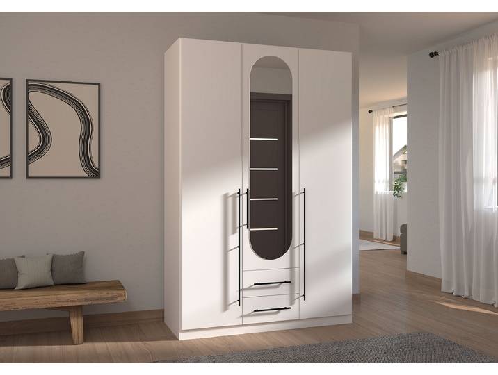 home24 Draaideurkast Velora 136cm wit/alpinewit