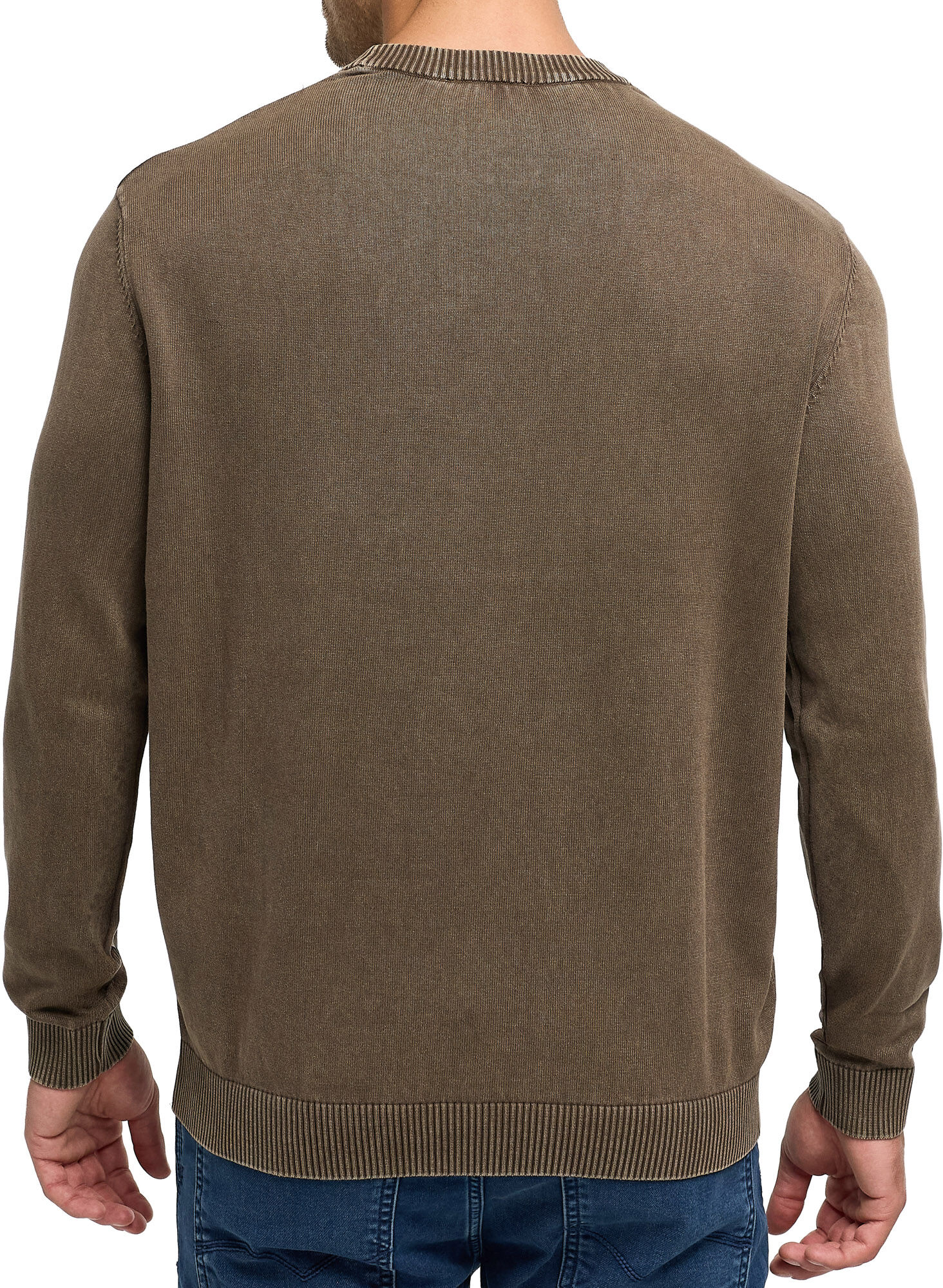 Rundhalspullover INDICODE "INArkmill o-neck", Herren, Gr. XL, braun (demitasse), Strick, Obermaterial: 100% Baumwolle, unifarben, regular fit normal, Rundhals, Bündchen, Pullover Rundhalspullover, Baumwolle, regular fit demitasse XL