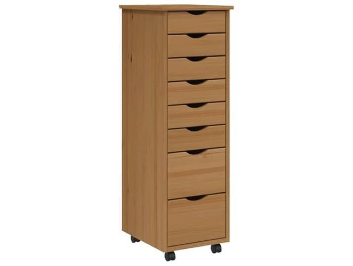 YUTAASU Rollschrank Mit Schubladen Kiefer Massiv Honigbraun