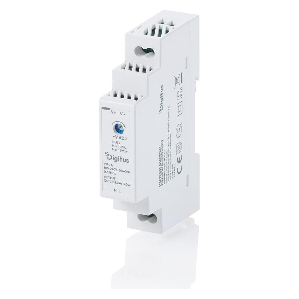 Digitus 12V / 1.25A / 15W Step-Shape DIN-Rail Netzteil (Ultra-Slim, Class II) (DN-PWR-SST-1512)