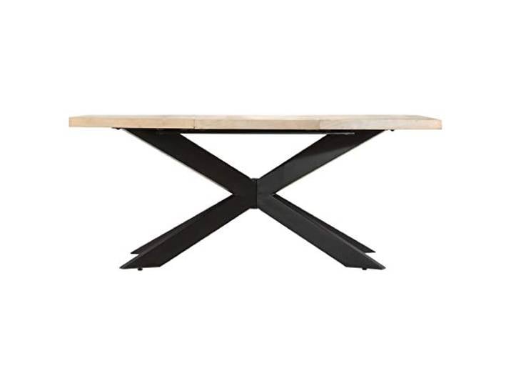 KGHERMDF Esstisch 180 x 90 x 76 cm Massives Gebleichtes Mangoholz Handgefertigt, Stahlbeine Mit Kreuzrahmen, Industrieller Stil, Robust, Für Esszimmer
