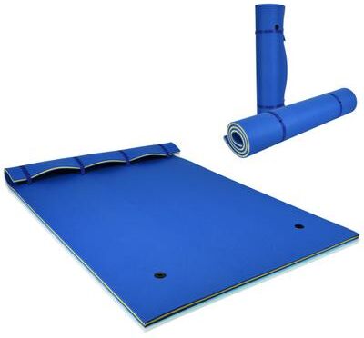 Costway 9' x 6' 3 Layer Floating Water Pad Foam Mat -Blue