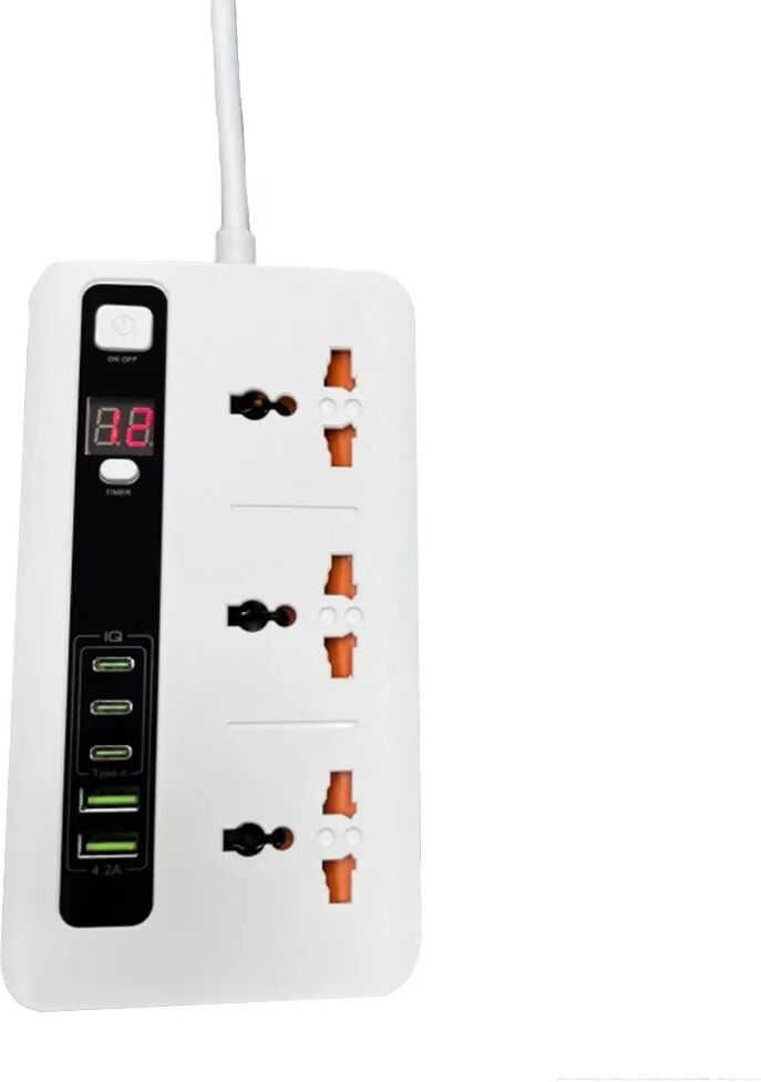 INF Multiprise Universelle avec Minuteur, Ports USB et Type-C - Prise EU, 8 Sorties Blanc
