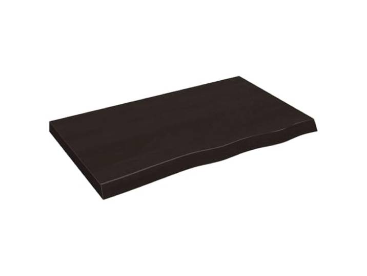 LDEWOAMEG Waschtischplatte Dunkelbraun 100x60x(2-6) cm Massivholz Eiche Eichenholz mit dichter Maserung, dunkle Lackierung, Naturkante, handgefertigt, vielseitig als Regal, Schrankoberplatte,