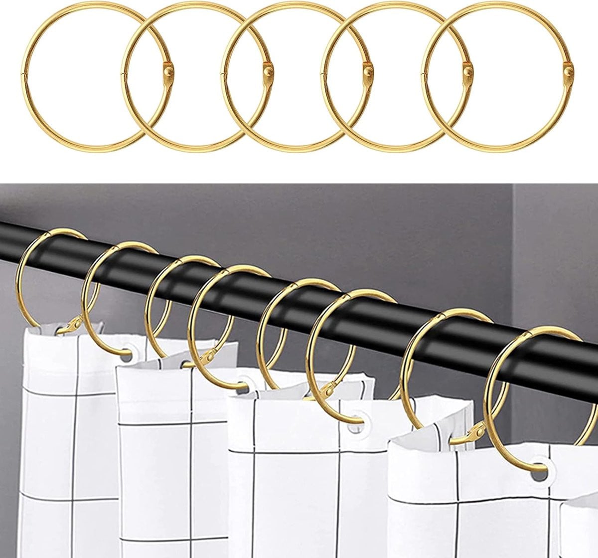 SnelShoppen 24 stuks RVS douchegordijnringen met 50mm binnendiameter