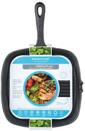 KitchenCraft Deluxe Cast Iron 23cm Square Grill Pan