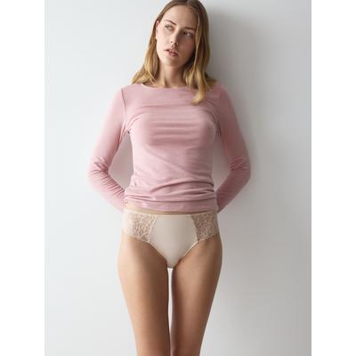 Slip TRIUMPH "Pretty Modal Tai", Damen, Gr. M, beige (satin cream), Jersey, Obermaterial: 91% Modal, 9% Elasthan, Unterhosen Slip, atmungsaktiv und weich