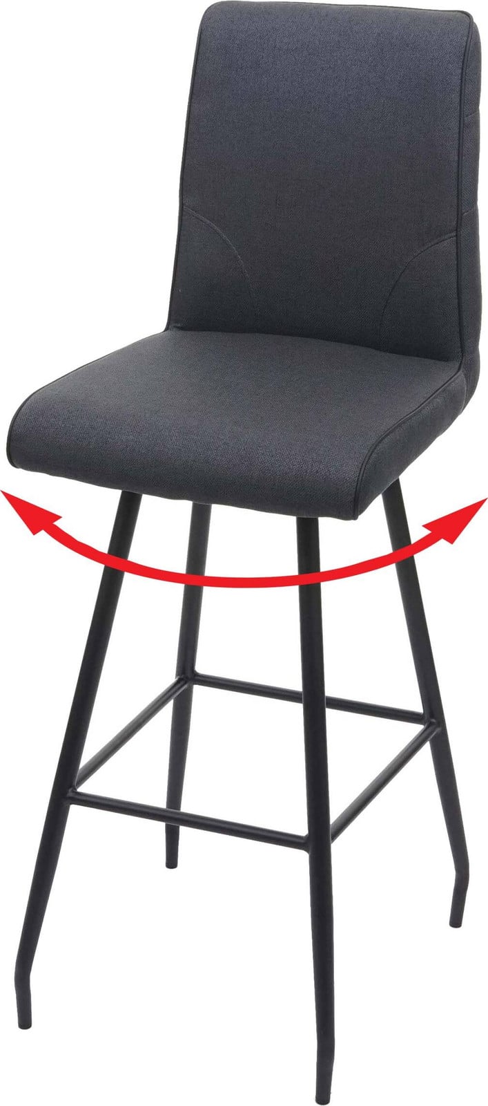 Mendler Barkruk HWC-H72, verstelbare rugleuning, draaibaar, donkergrijs