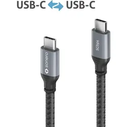 Sonero USB-C auf USB-C Kabel - 3.2 Gen 1, 5Gbps, 60W PD, DP Alt Mode - grau/schwarz - 1,00m