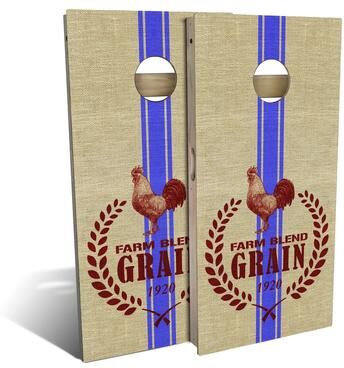 Skip's Garage Country Living Grain Sack Outdoor Cornhole Board Set