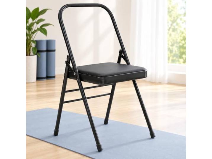 Leichtrit Tragbarer Metall-Yoga-Stuhl, Klappbarer Yoga-Stützstuhl Rückenfrei, Metallkonstruktion, Faltbar, für Balance-Handstand-Training