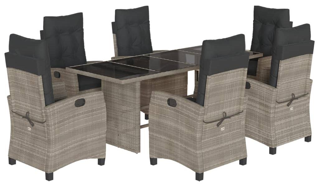 Lounge-Bank - Gartenbank - Lounge-Set - Terrassenbank - Gartenmöbel - PE-Rattan - Verstellbare Rückenlehne - Hellgrau