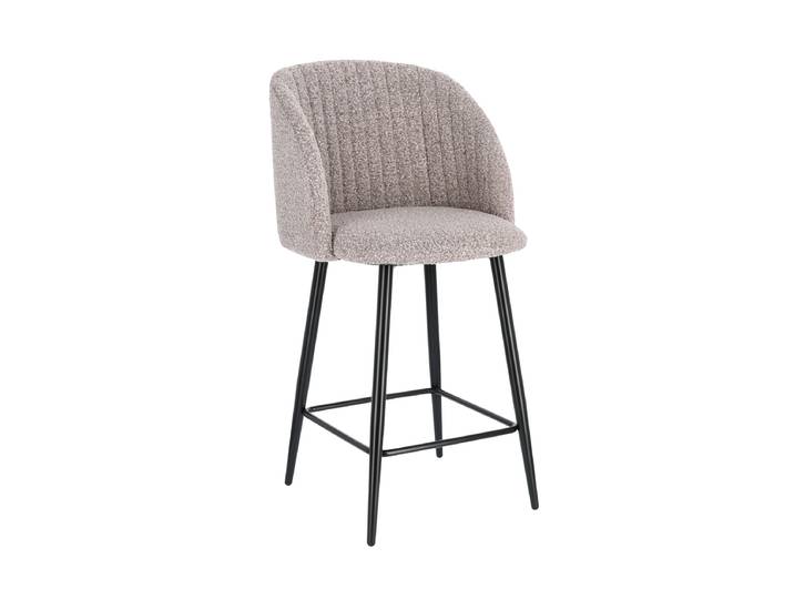Design Barstuhl „Queen“ Bouclé Hellgrau Bizzotto