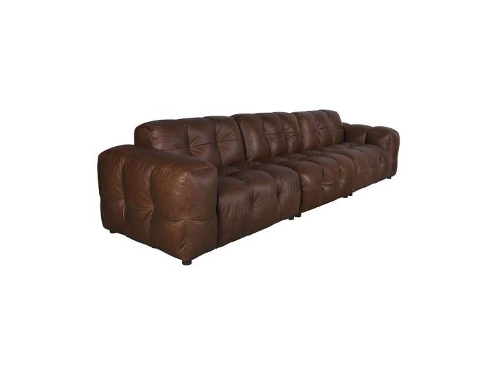 Canapé modulaire 4 places en cuir marron Hackman