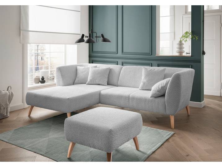 Ecksofa, Luxus-Microfaser, Silber, 264×160 cm, Gepolstert, Klassisch, Inosign