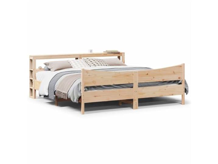 KGCRYUWED Massivholzbett mit Kopfteil 200x200 cm Kiefer Doppelbett Bettrahmen Kiefernholz unbehandelt