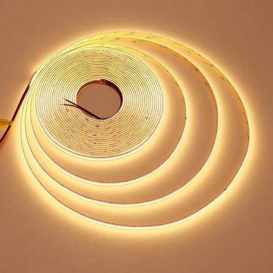 WAN 5M COB LED Stripverlichting - Warm Wit 2700K - Hoge Dichtheid 384LEDs/M - Super Helder voor Slaapkamer en Keuken