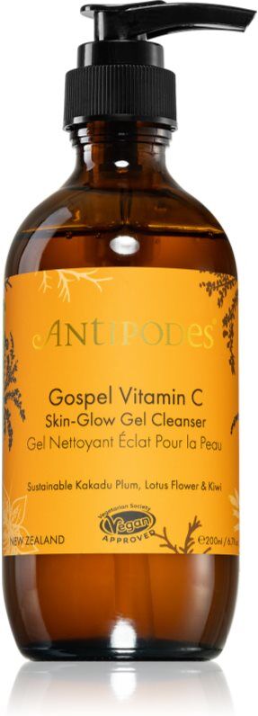 Antipodes Gospel Vitamin C Skin-Glow Gel Cleanser gel nettoyant illuminateur à la vitamine C 200 ml