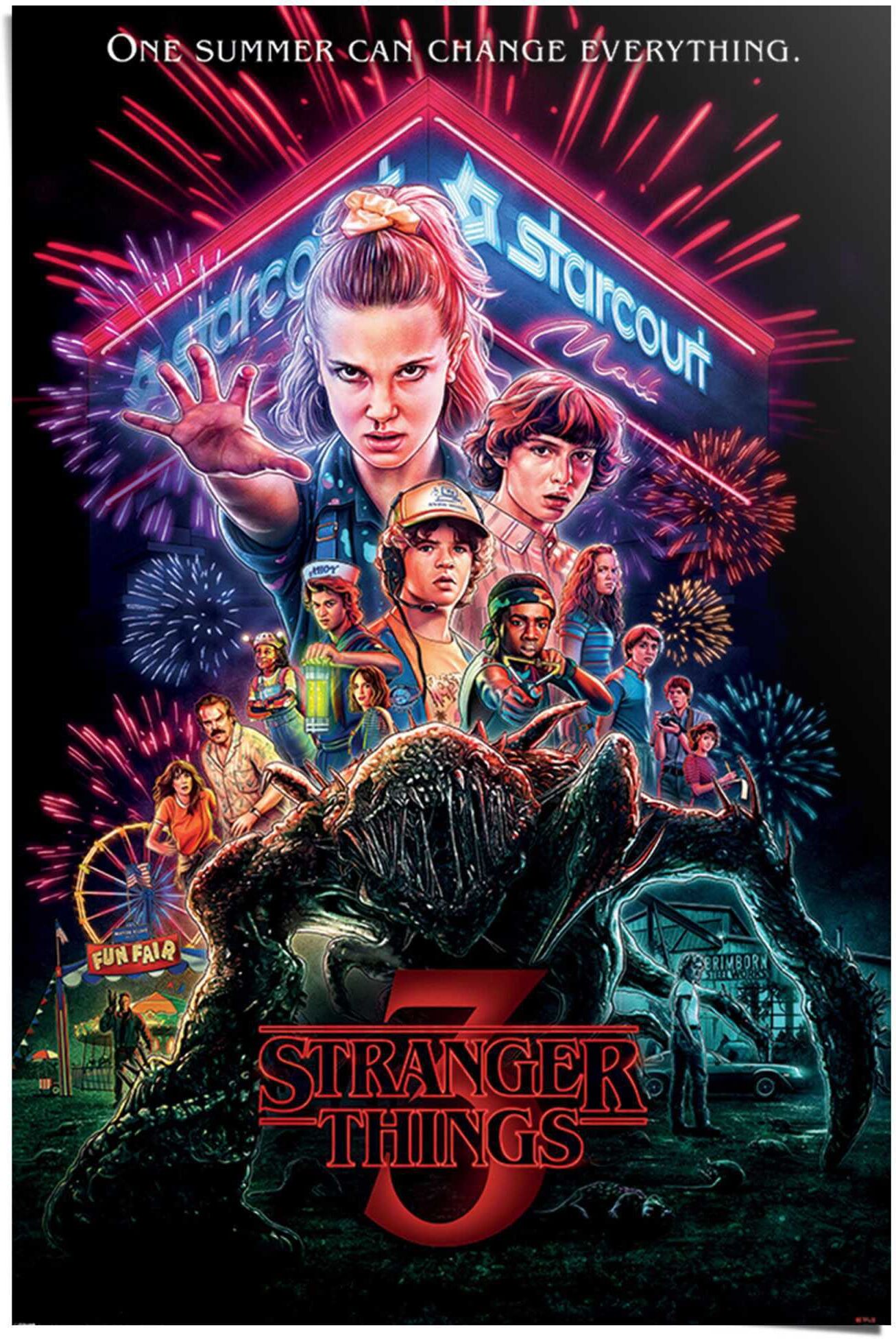 Reinders! Poster REINDERS "Poster Stranger Things Summer of 85 - Netflix - Mike - Eleven", bunt (farbe bild(er): mehrfarbig), B:61cm H:91,5cm, Papier, Bilder, Poster farbe bild(er): mehrfarbig B/H/T: 61cm x 91,5cm, Serien, 1 Stk.