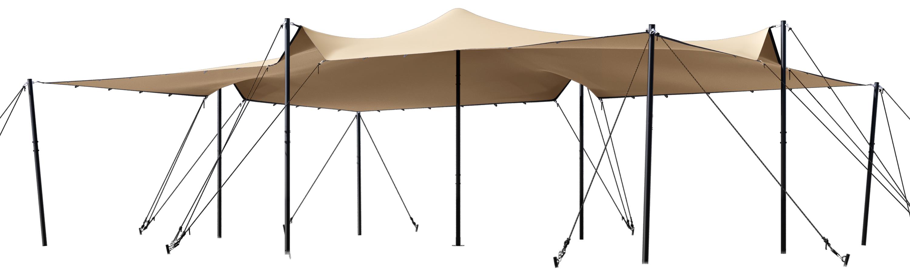 TOOLPORT Stretchzelt 6x8m wasserdichte Polyesterplane mit Stahlpfosten Set für flexible Outdoor Events